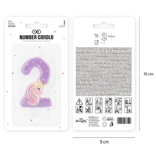 Świeczka urodziny dekoracja na tort jednorożec unicorn cyfra 2